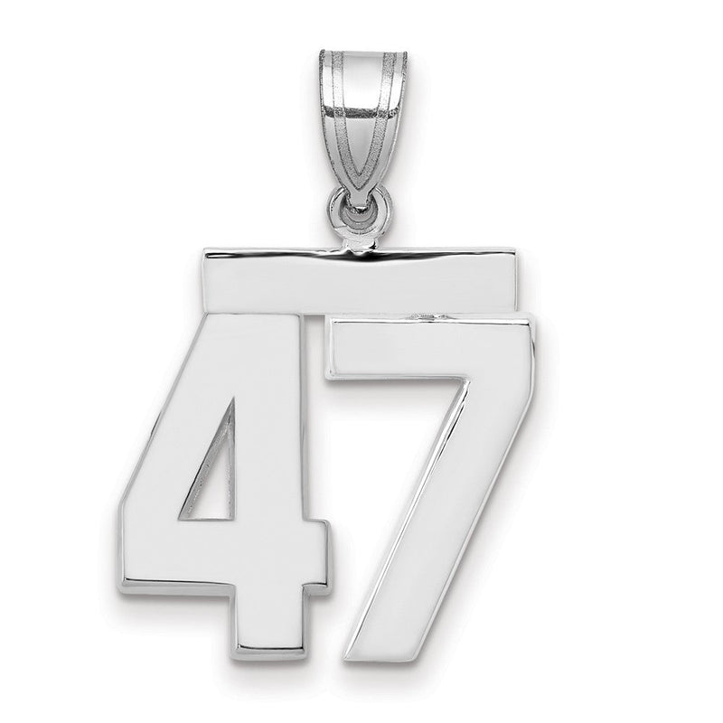 14K Weißgold mittelgroßer polierter Charm Nummer 47