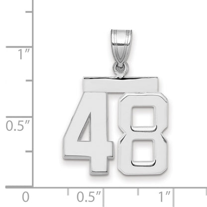 14K Weißgold mittelgroßer polierter Zahl-48-Charm