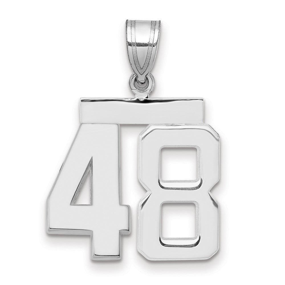 14K Weißgold mittelgroßer polierter Zahl-48-Charm