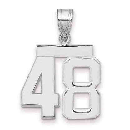 14K Weißgold mittelgroßer polierter Zahl-48-Charm