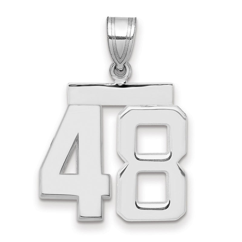 14K Weißgold mittelgroßer polierter Zahl-48-Charm
