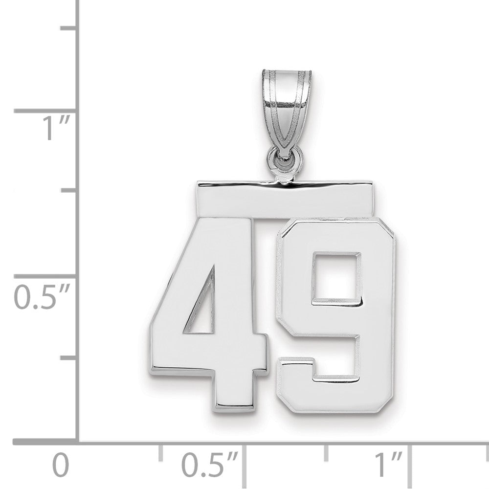 14K Weißgold mittelgroßer polierter Charm Nummer 49