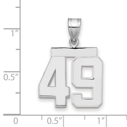 14K Weißgold mittelgroßer polierter Charm Nummer 49