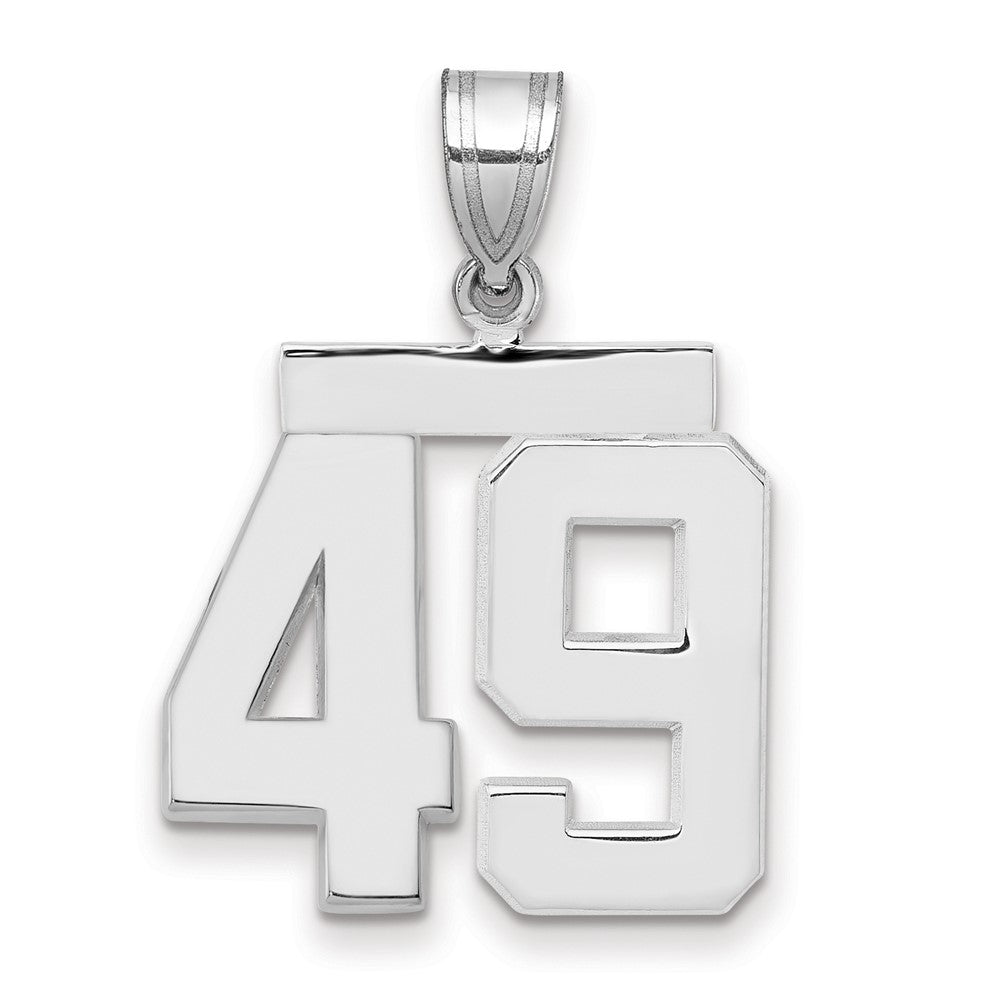 14K Weißgold mittelgroßer polierter Charm Nummer 49