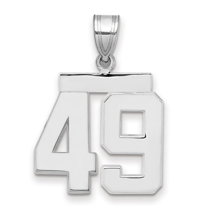 14K Weißgold mittelgroßer polierter Charm Nummer 49