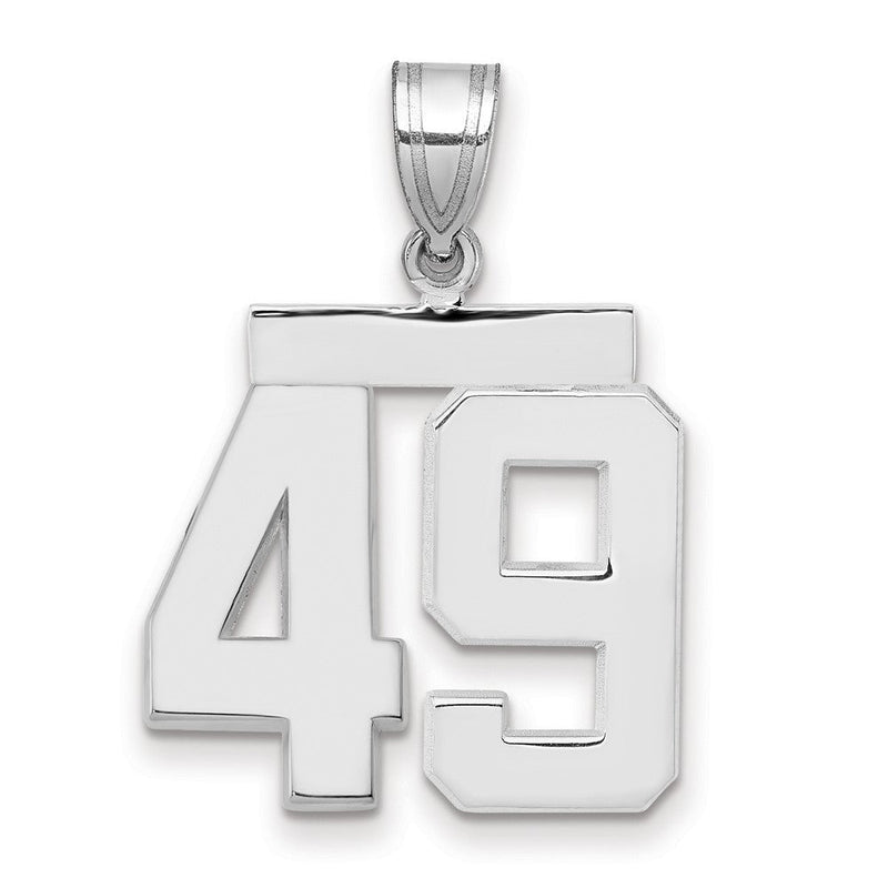 14K Weißgold mittelgroßer polierter Charm Nummer 49