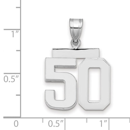 14K Weißgold Charm „Zahl 50", mittelgroß, poliert
