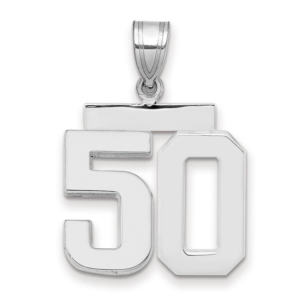 14K Weißgold Charm „Zahl 50", mittelgroß, poliert