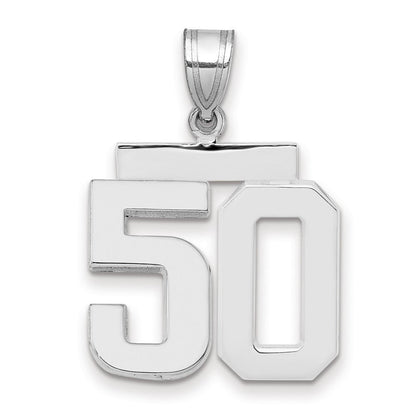 14K Weißgold Charm „Zahl 50", mittelgroß, poliert