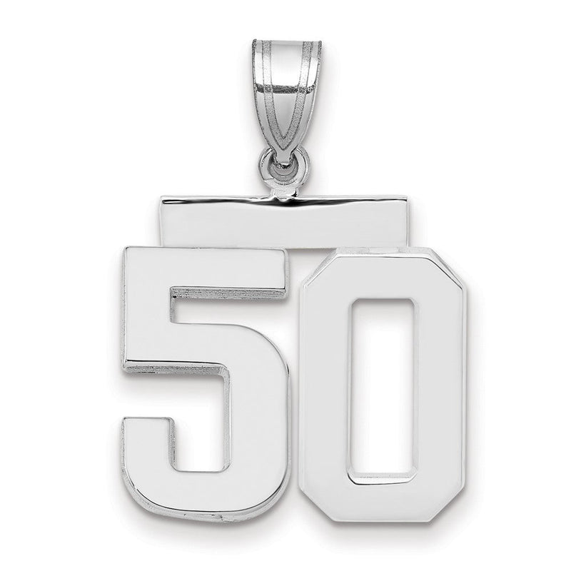 14K Weißgold Charm „Zahl 50", mittelgroß, poliert