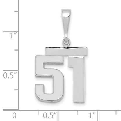 14K Weißgold mittelgroßer polierter Zahl-51-Charm