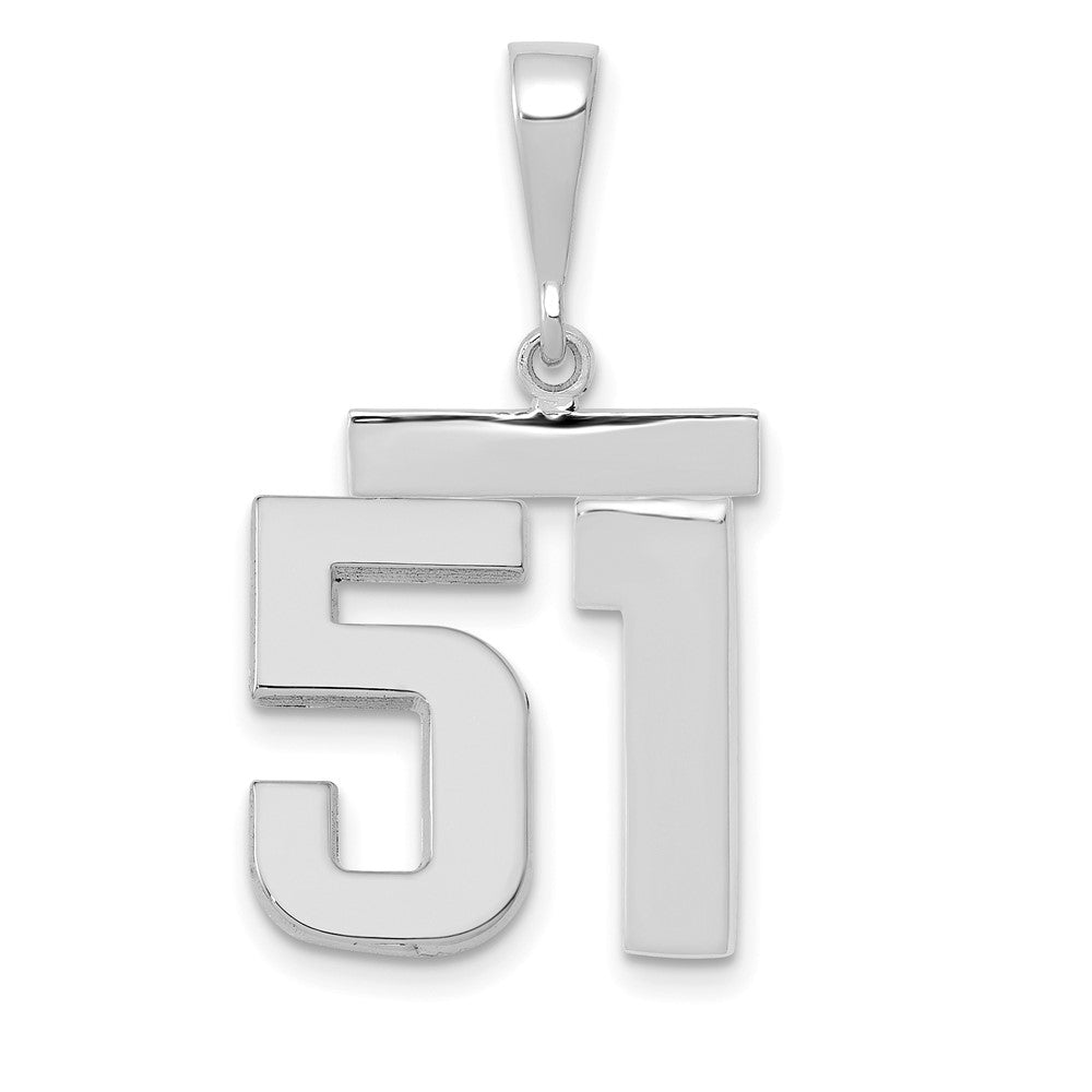 14K Weißgold mittelgroßer polierter Zahl-51-Charm