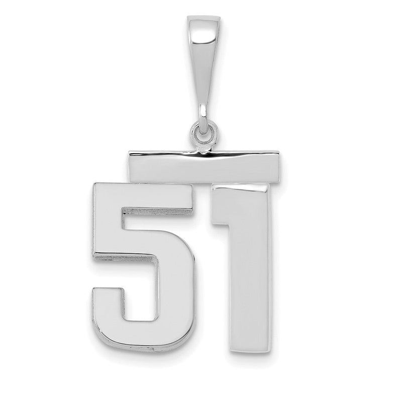 14K Weißgold mittelgroßer polierter Zahl-51-Charm