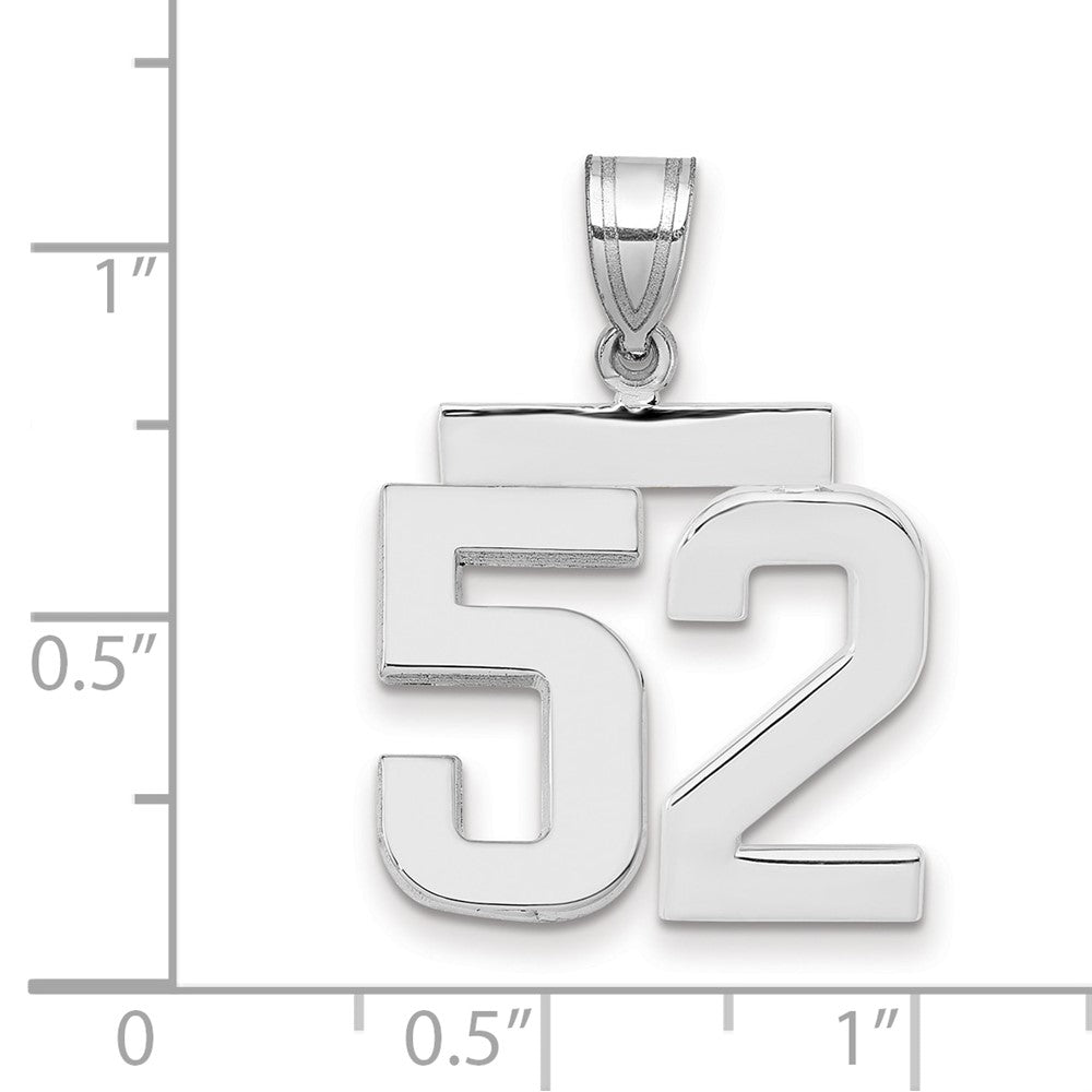 14K Weißgold mittelgroßer polierter Zahlen-Charm „52“