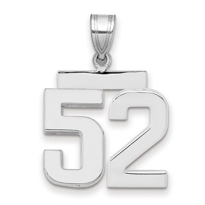14K Weißgold mittelgroßer polierter Zahlen-Charm „52“