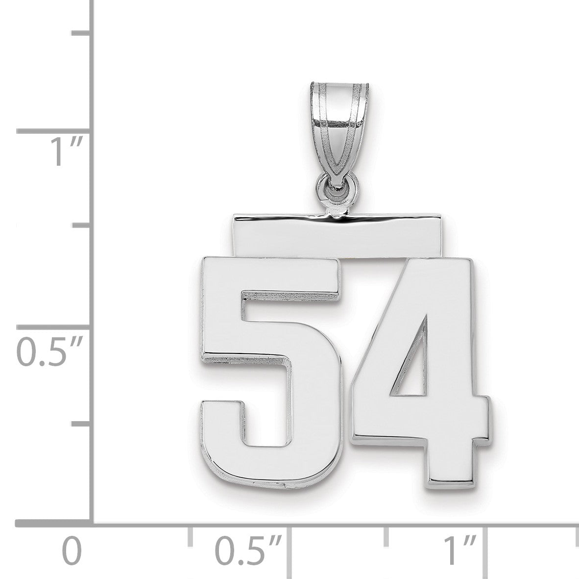 14K Weißgold Medium polierter Zahl-54-Charm