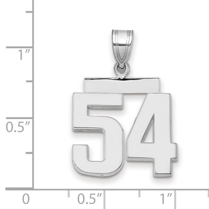 14K Weißgold Medium polierter Zahl-54-Charm