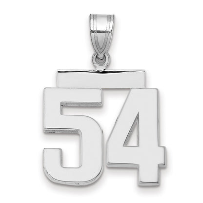14K Weißgold Medium polierter Zahl-54-Charm