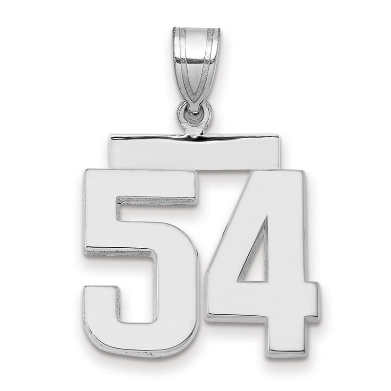14K Weißgold Medium polierter Zahl-54-Charm
