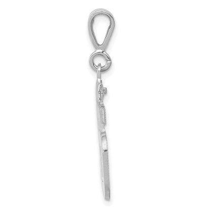 585 Weißgold mittelgroßer polierter Charm mit Zahl 55