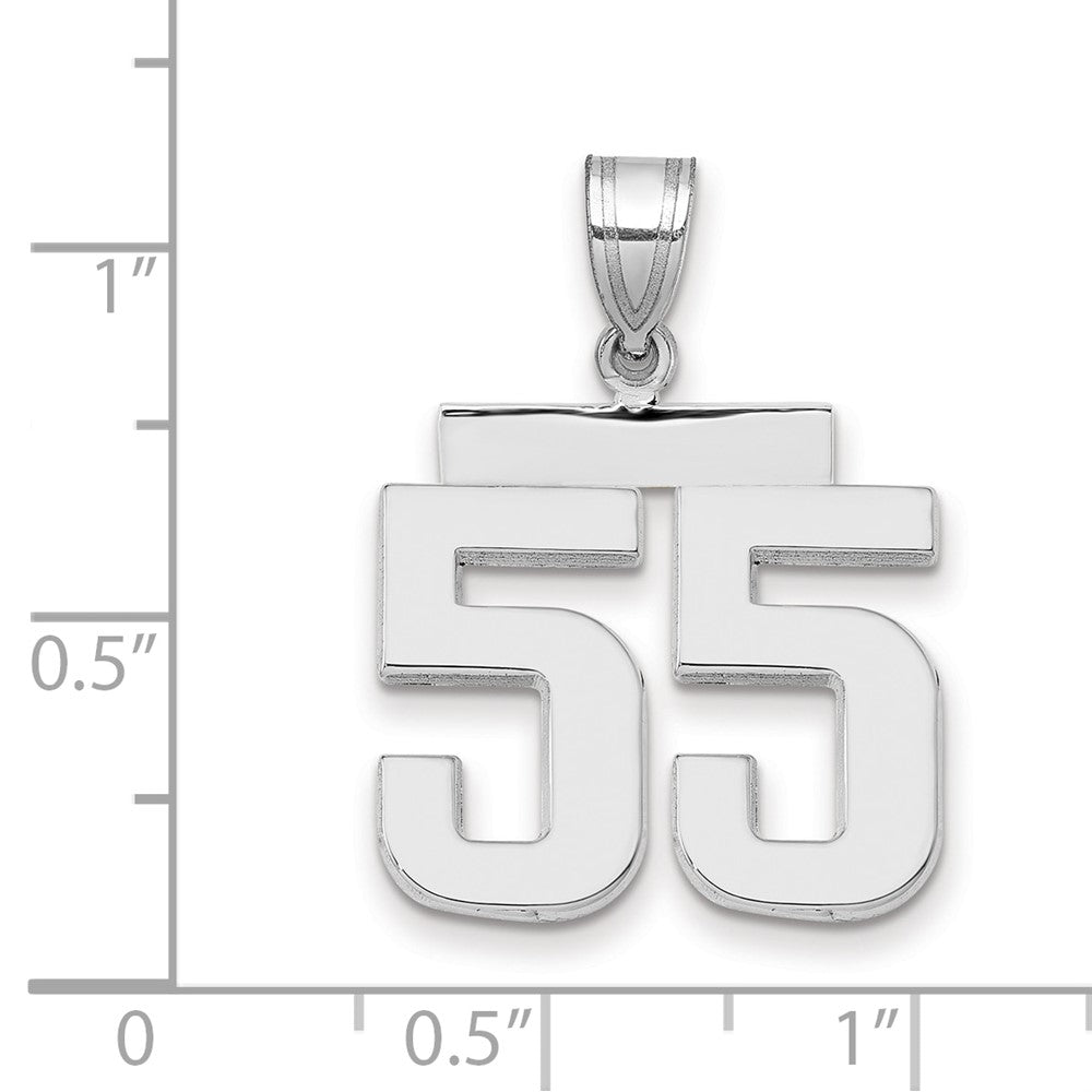 585 Weißgold mittelgroßer polierter Charm mit Zahl 55