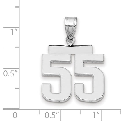585 Weißgold mittelgroßer polierter Charm mit Zahl 55