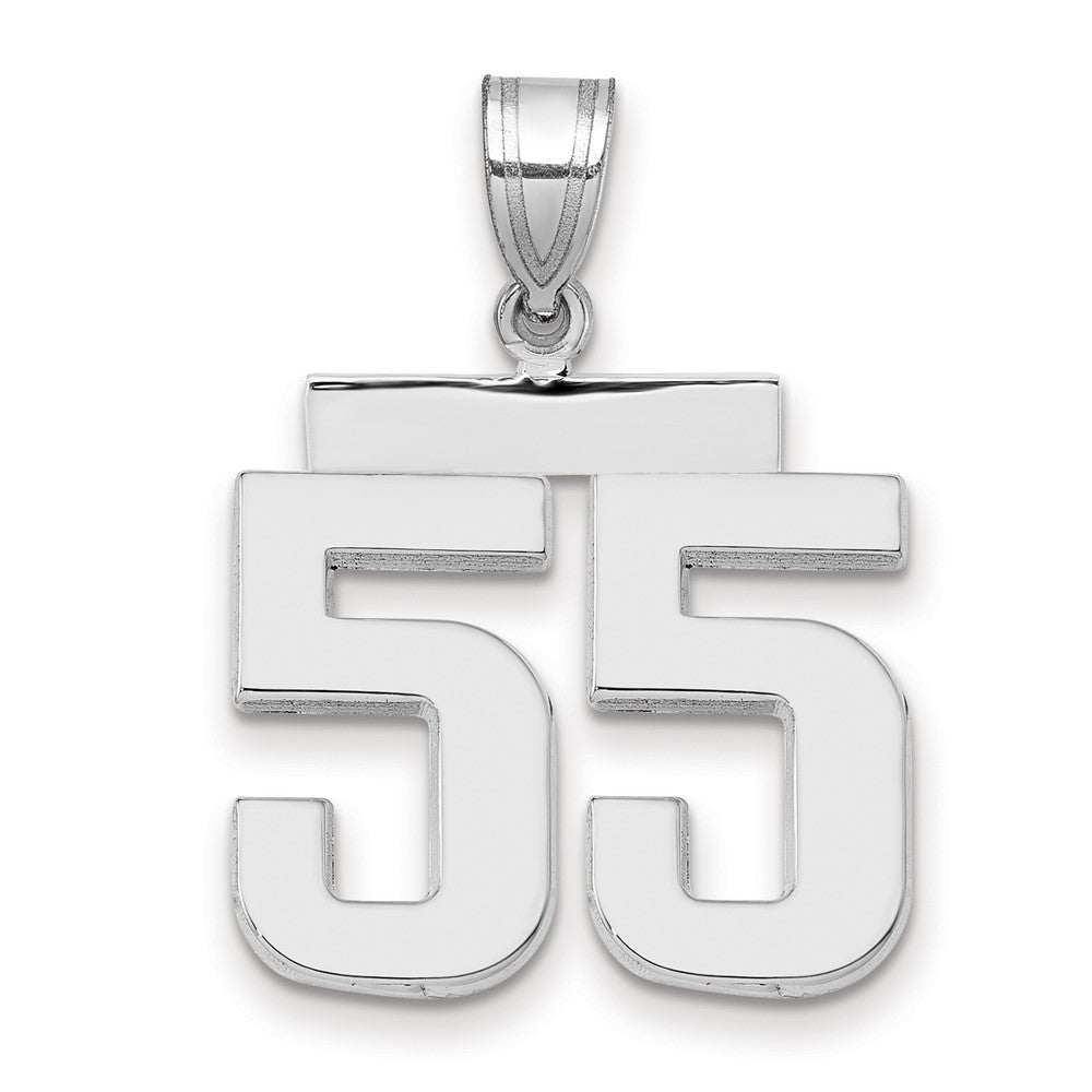 585 Weißgold mittelgroßer polierter Charm mit Zahl 55