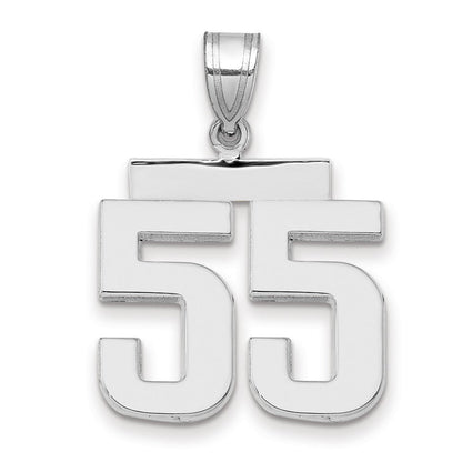 585 Weißgold mittelgroßer polierter Charm mit Zahl 55