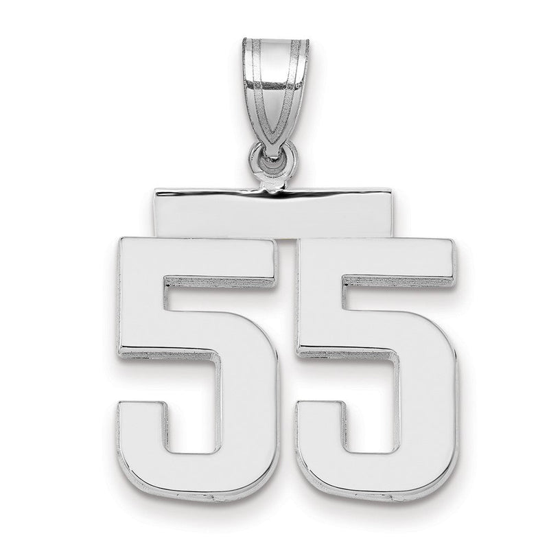 585 Weißgold mittelgroßer polierter Charm mit Zahl 55
