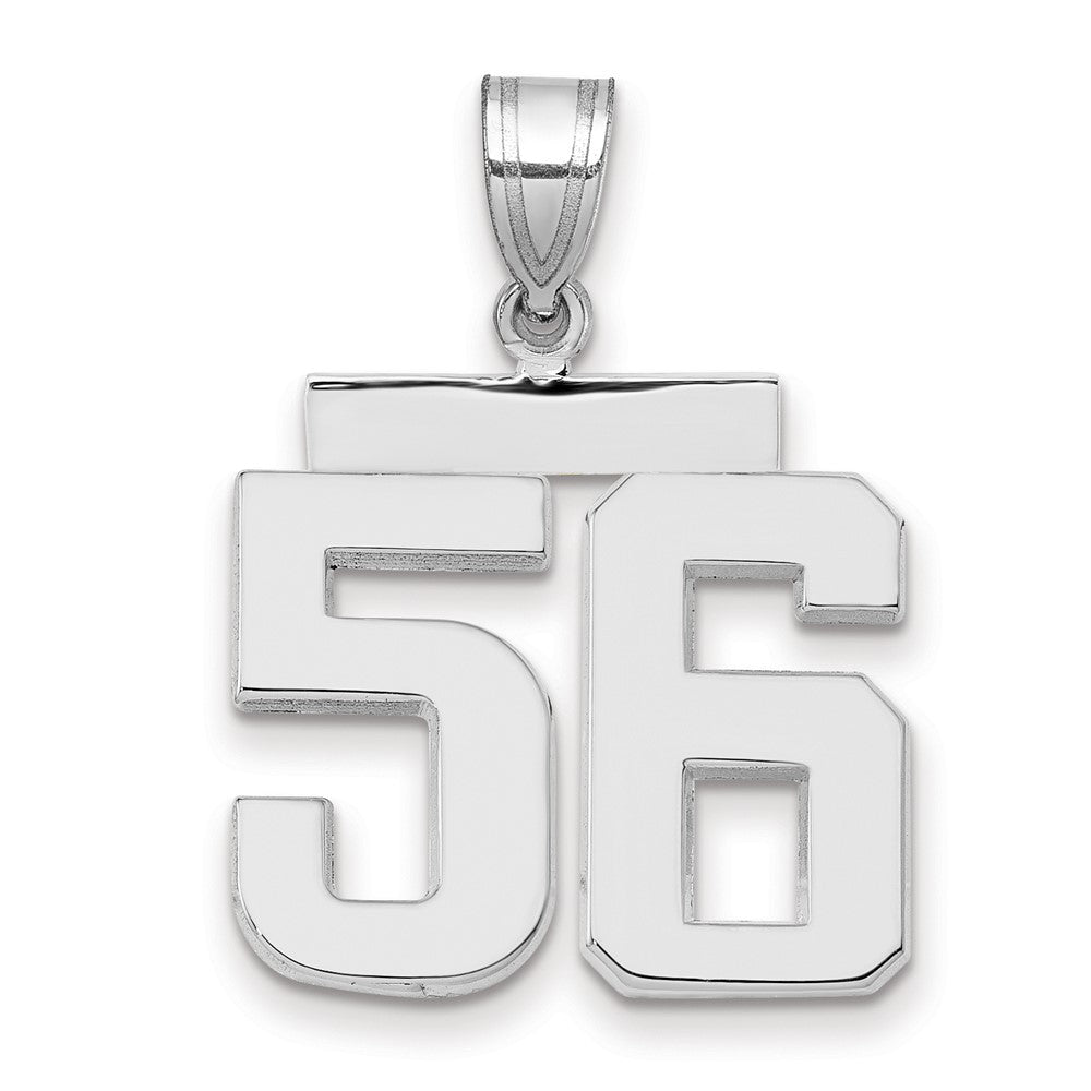14K Weißgold Charm „Zahl 56“, mittelgroß, poliert