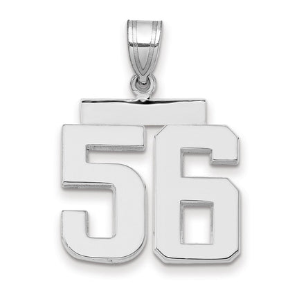 14K Weißgold Charm „Zahl 56“, mittelgroß, poliert