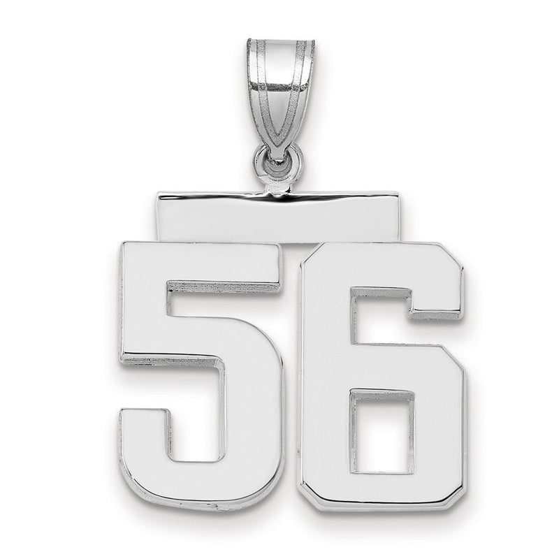 14K Weißgold Charm „Zahl 56“, mittelgroß, poliert