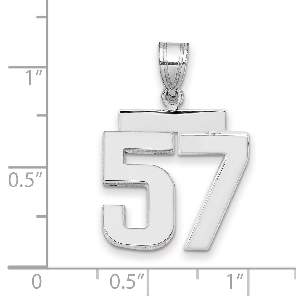14K Weißgold Charm „Zahl 57“, mittelgroß, poliert