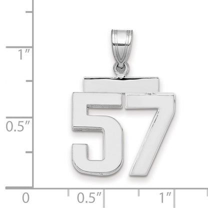 14K Weißgold Charm „Zahl 57“, mittelgroß, poliert