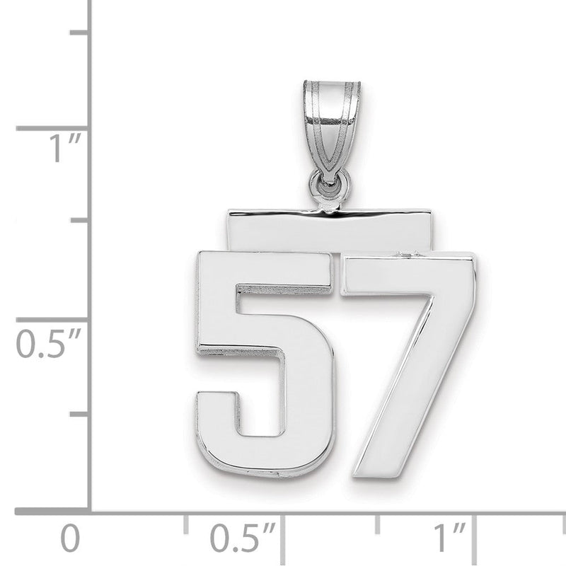 14K Weißgold Charm „Zahl 57“, mittelgroß, poliert