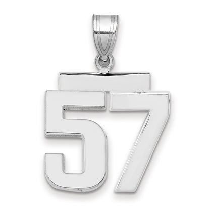 14K Weißgold Charm „Zahl 57“, mittelgroß, poliert