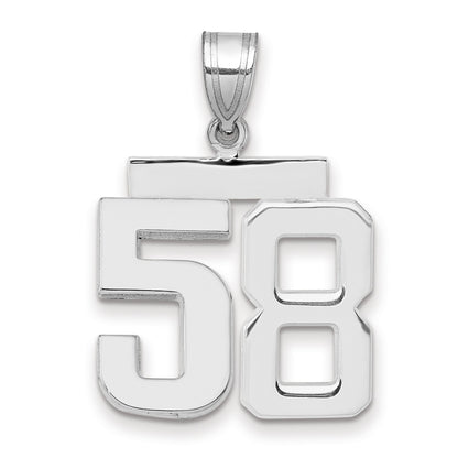 585 Weißgold mittelgroßer polierter Zahl-58-Charm