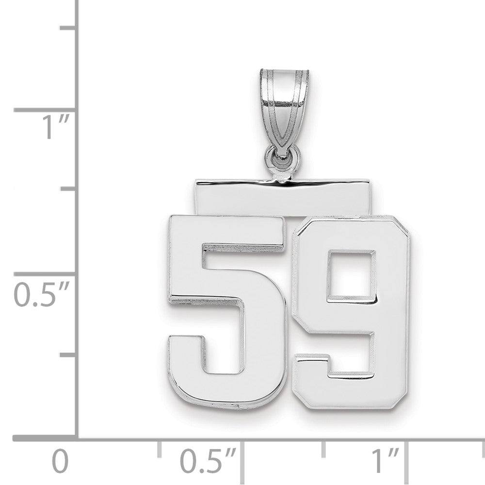 14K Weißgold mittelgroßer polierter Zahl-59-Charm