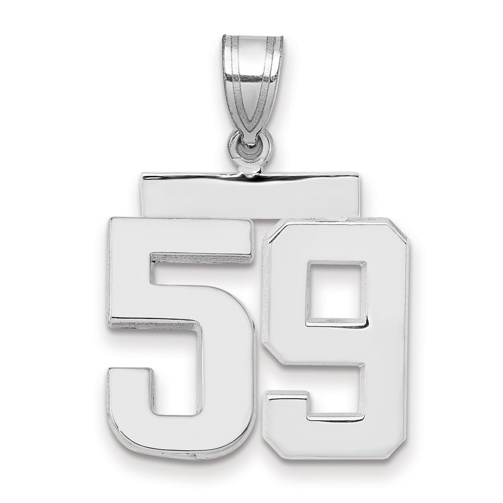 14K Weißgold mittelgroßer polierter Zahl-59-Charm
