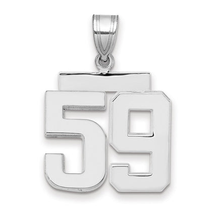 14K Weißgold mittelgroßer polierter Zahl-59-Charm