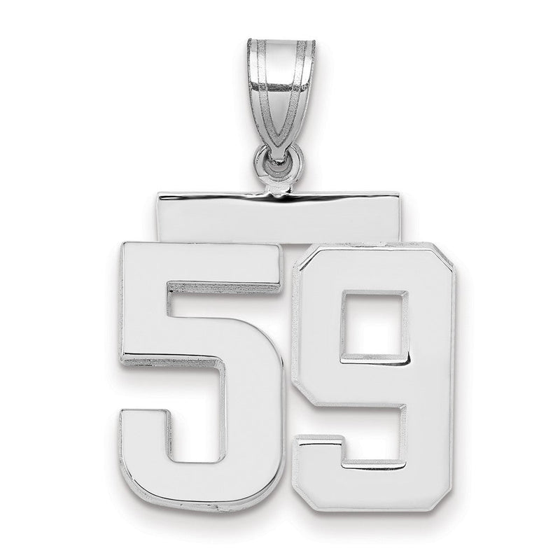 14K Weißgold mittelgroßer polierter Zahl-59-Charm