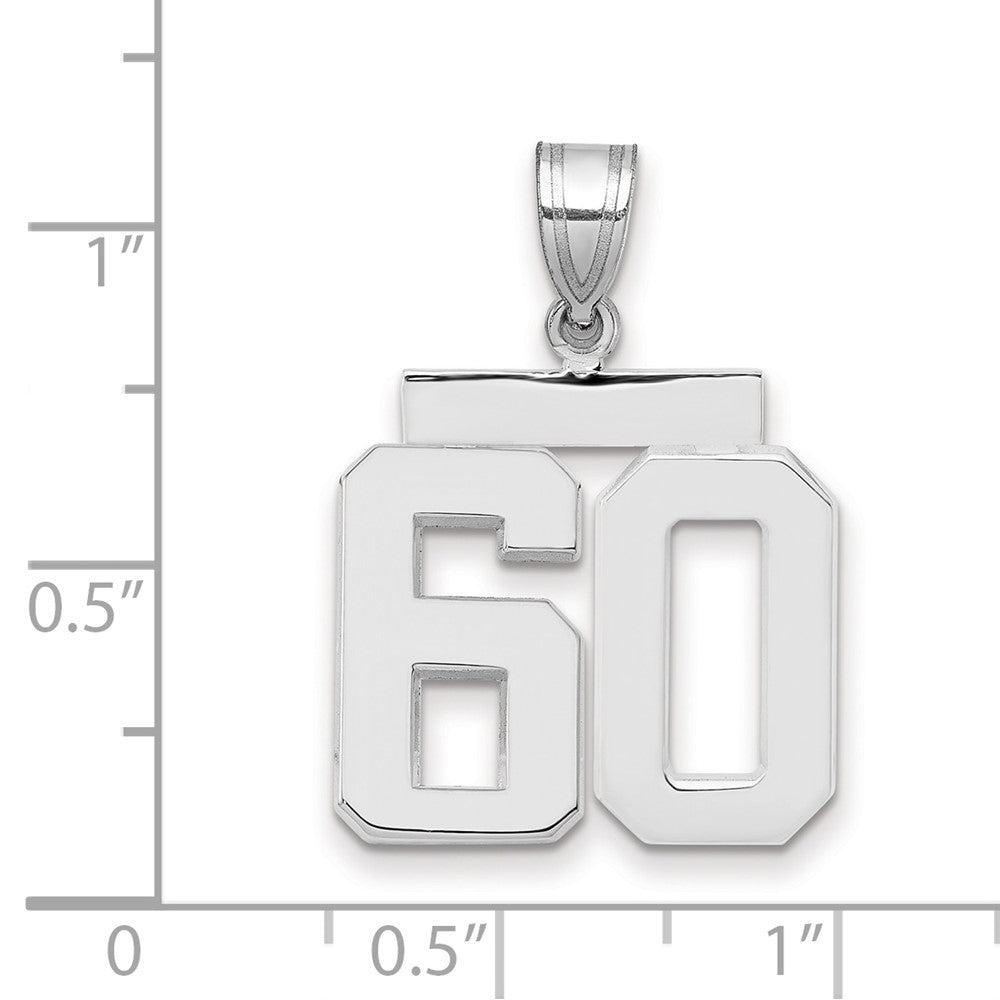 14K Weißgold mittelgroßer polierter Charm „Zahl 60“