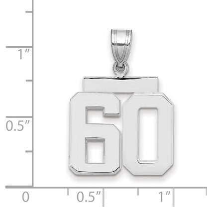 14K Weißgold mittelgroßer polierter Charm „Zahl 60“