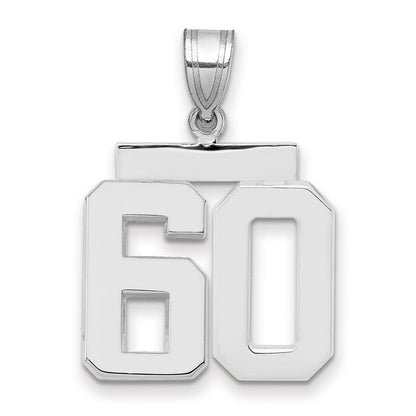14K Weißgold mittelgroßer polierter Charm „Zahl 60“