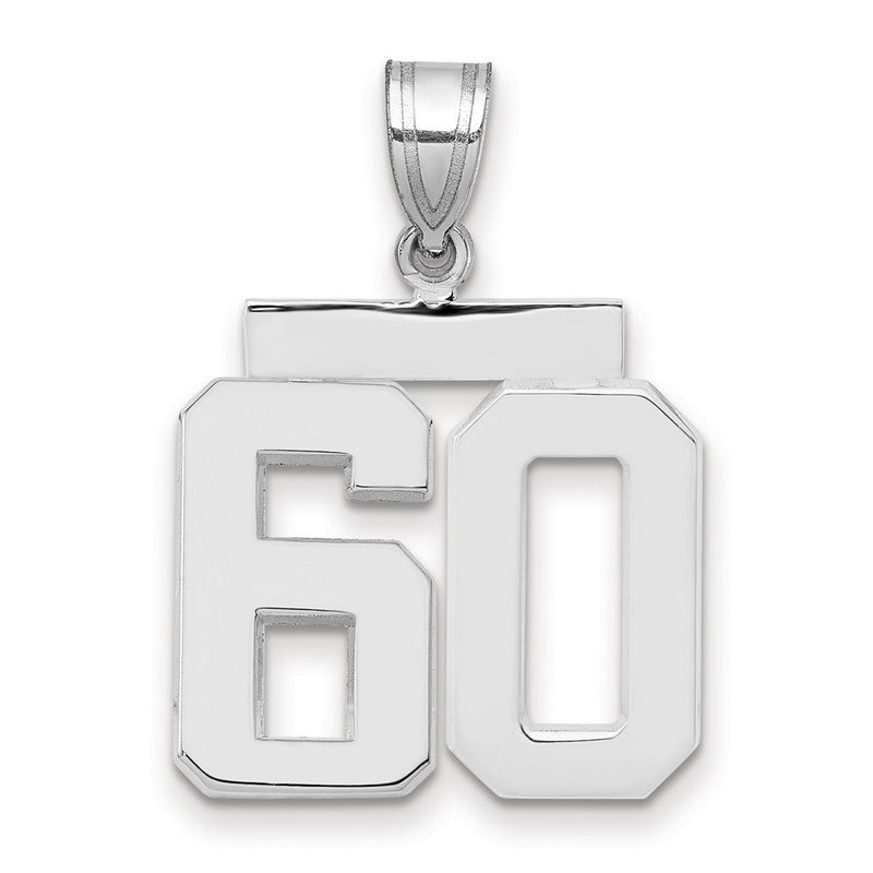 14K Weißgold mittelgroßer polierter Charm „Zahl 60“