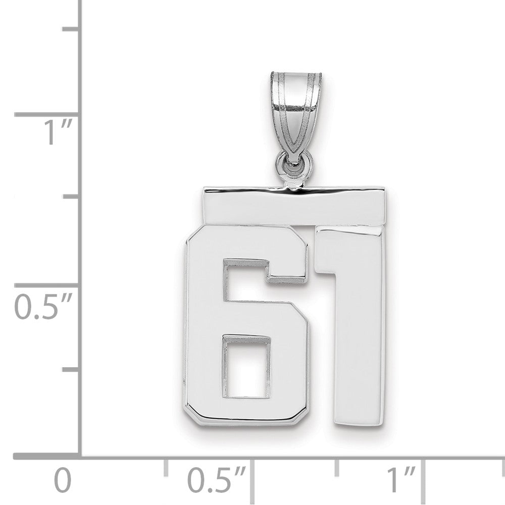 14K Weißgold mittelgroßer polierter Charm Nummer 61