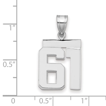 14K Weißgold mittelgroßer polierter Charm Nummer 61
