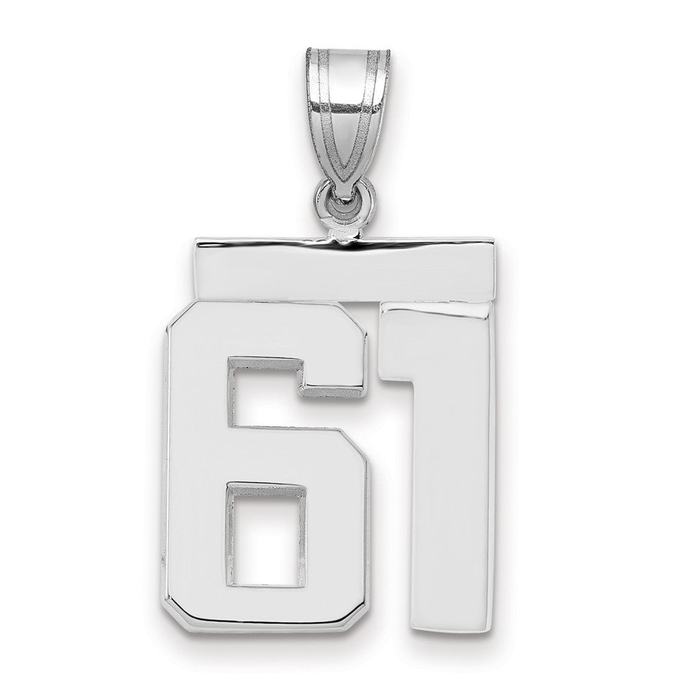 14K Weißgold mittelgroßer polierter Charm Nummer 61