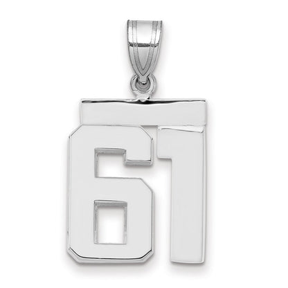 14K Weißgold mittelgroßer polierter Charm Nummer 61
