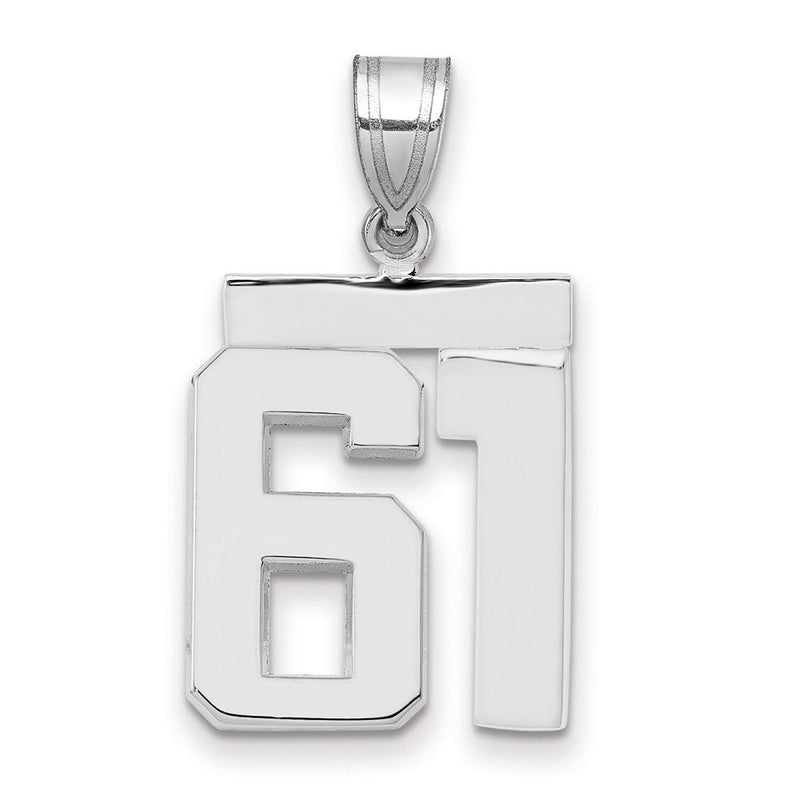 14K Weißgold mittelgroßer polierter Charm Nummer 61